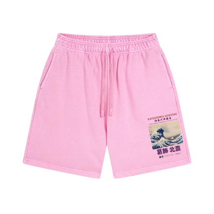 The Great Wave off Kanagawa Katsushika Hokusai Vintage Washed Cotton Shorts