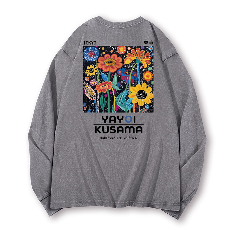 Yayoi Kusama Vintage Washed Cotton Back Art Long-sleeve T-shirt