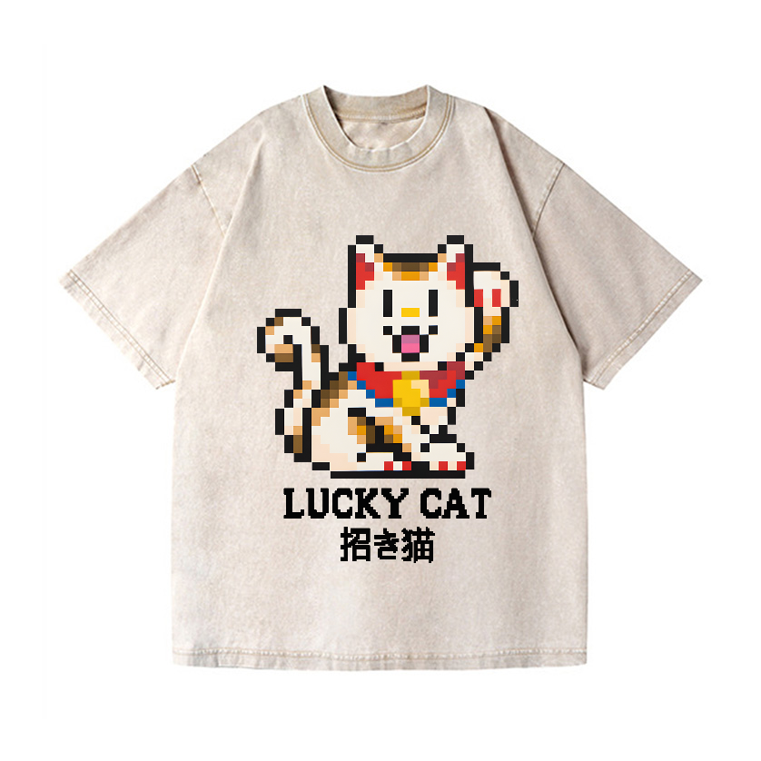 Lucky Cat Vintage Wash Japanese Design T-Shirt