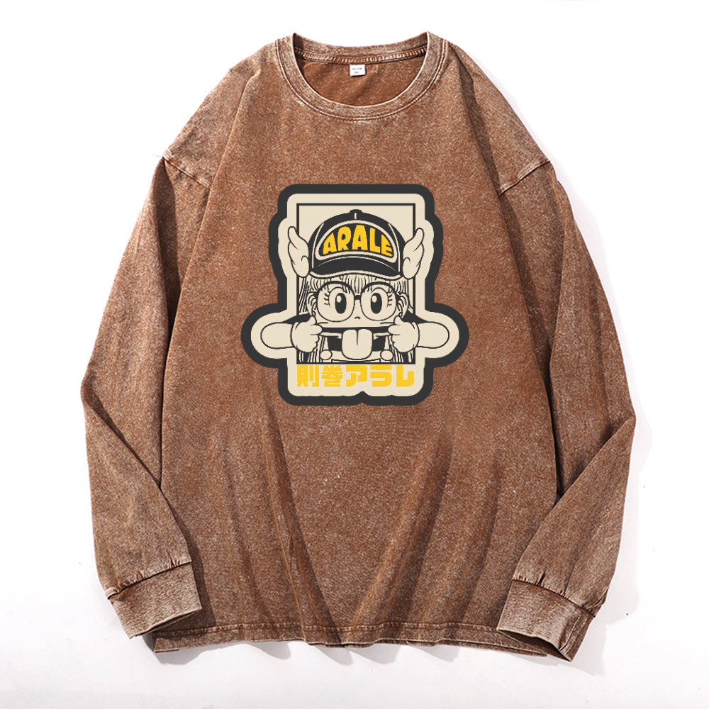 Arale Vintage Cotton Wash Crewneck Sweatshirt