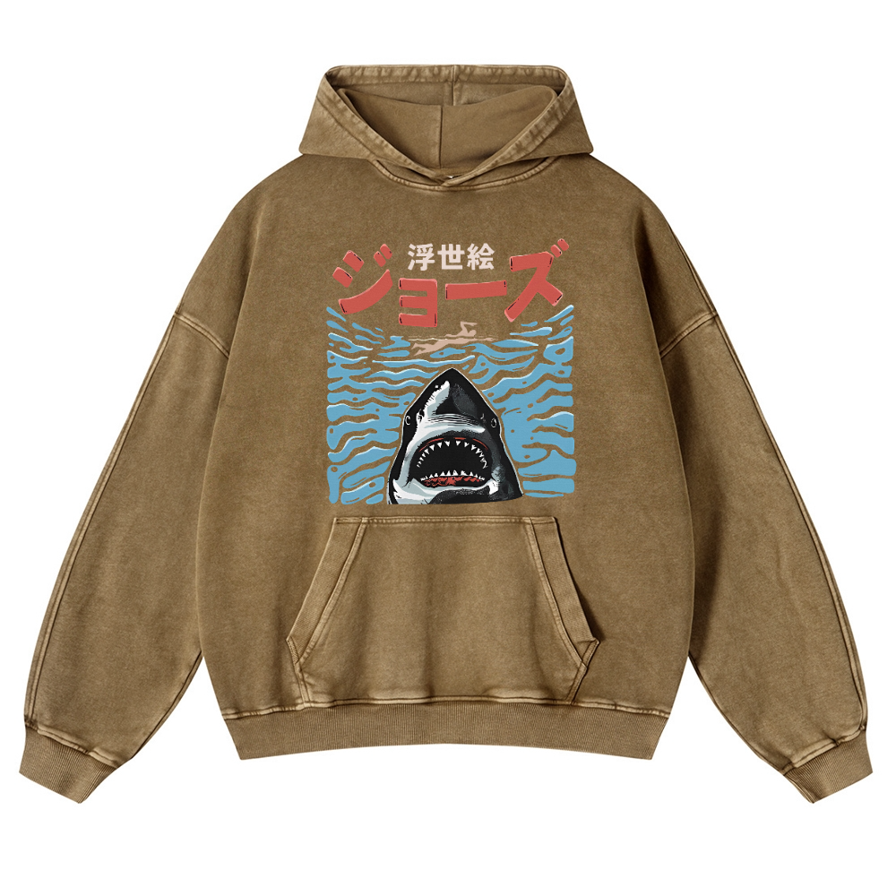 Jaws Vintage Washed Thick Cotton Hoodie