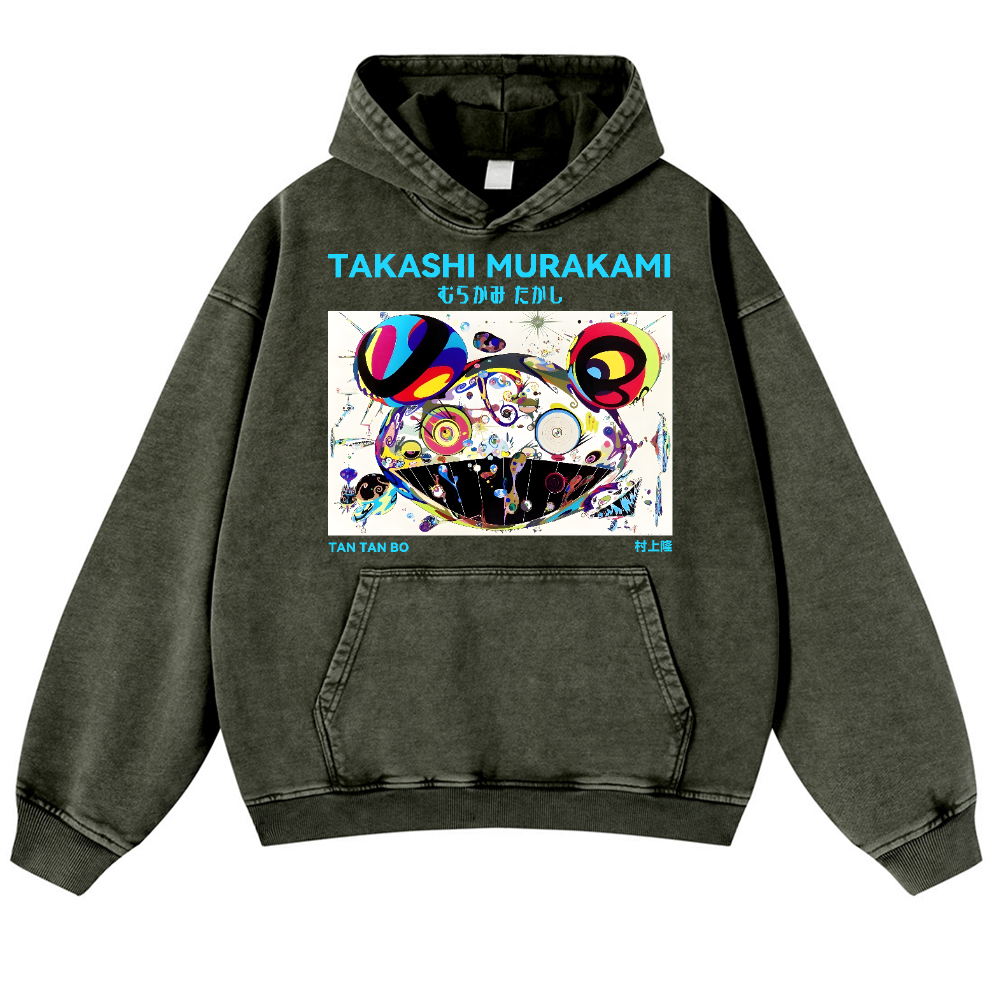 Japan Sunflower Panda TM Vintage Washed Thick Cotton Hoodie