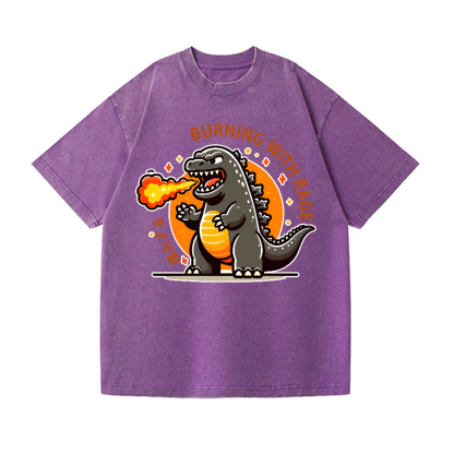 Burning Godzilla Vintage Wash Japanese Design T-Shirt