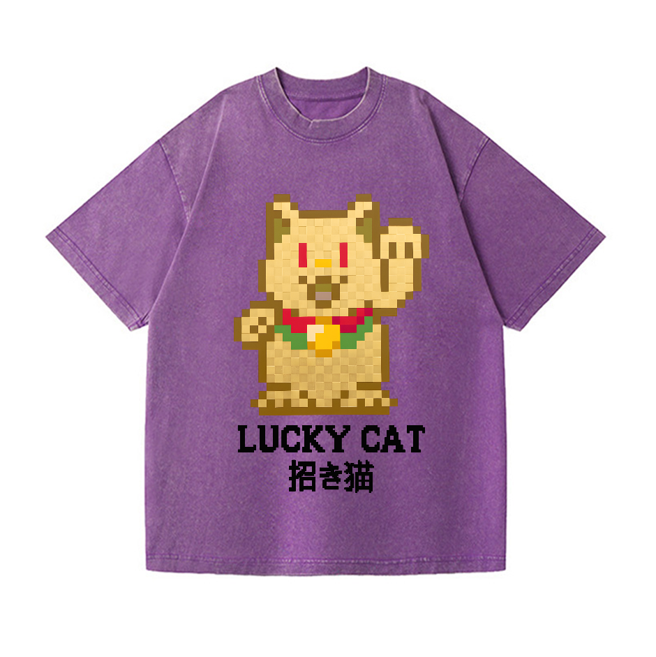 Lucky Cat Vintage Wash Japanese Design T-Shirt