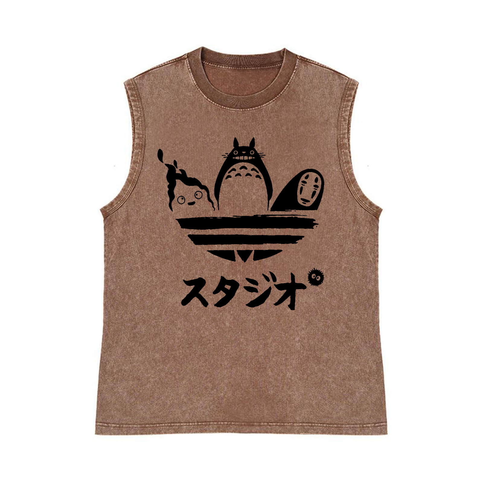 Ghibli Pure Cotton Wash-Dyed Sleeveless Tank Top