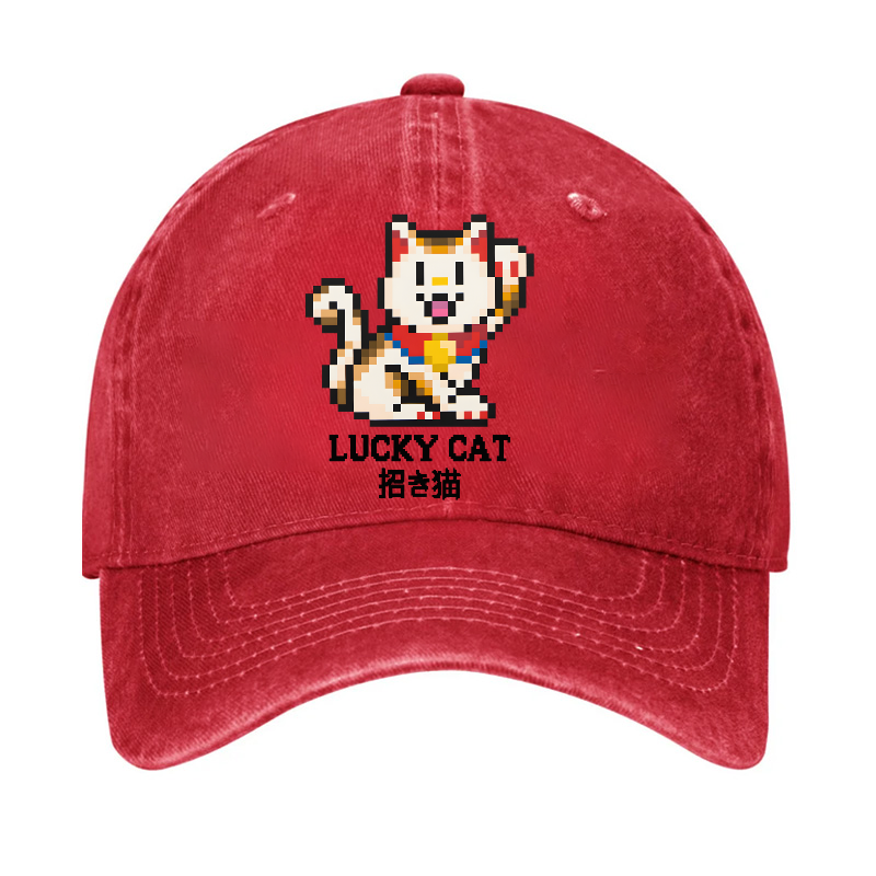TM Mosaic Lucky Cat Vintage Cotton Cap