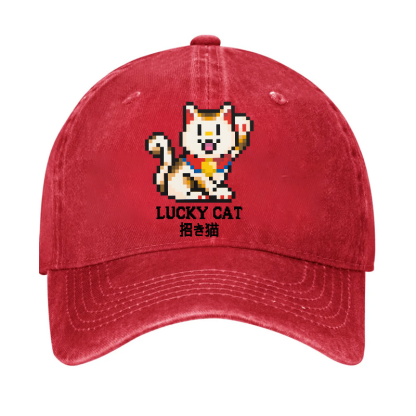 TM Mosaic Lucky Cat Vintage Cotton Cap