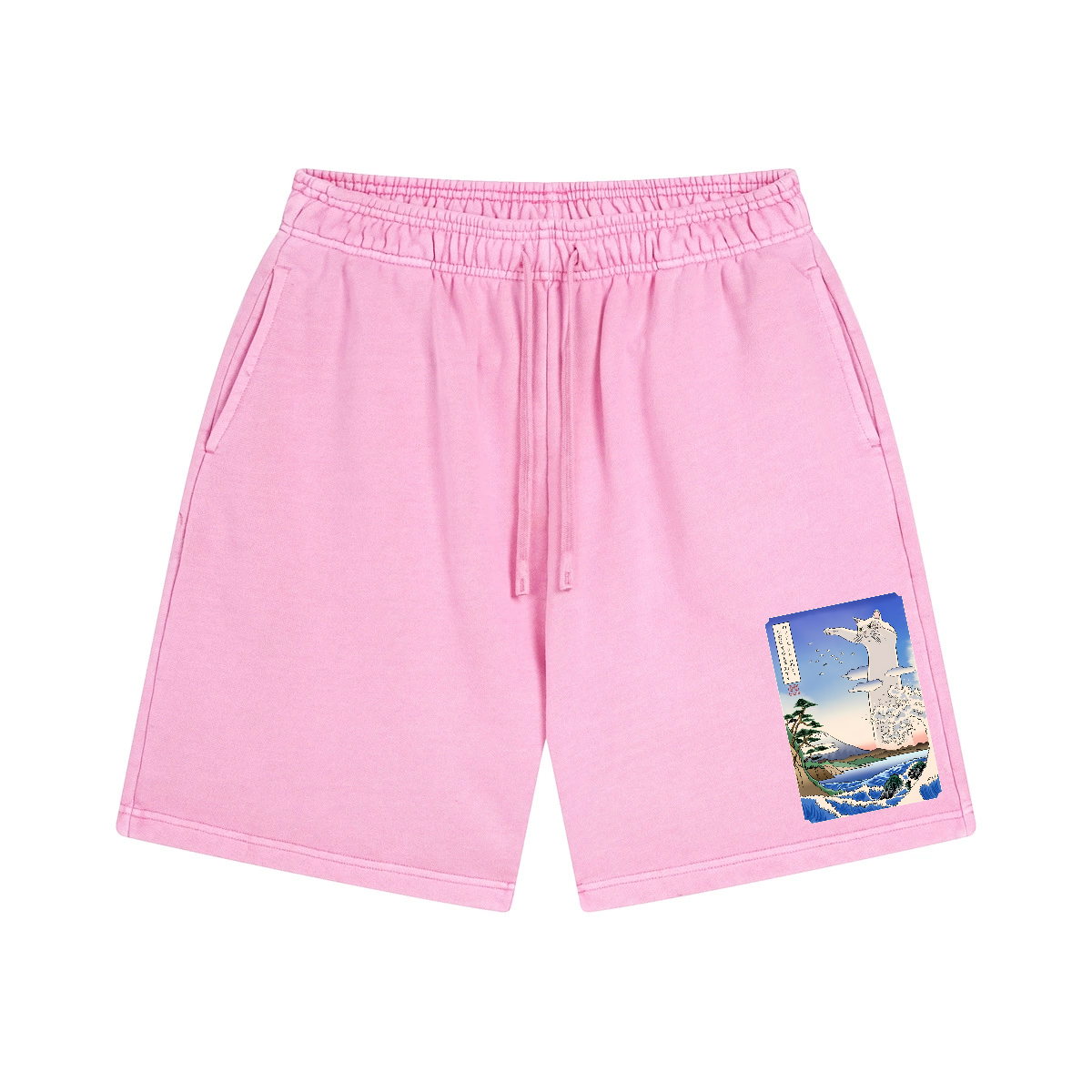 Longcat Ukiyoe Vintage Washed Cotton Shorts