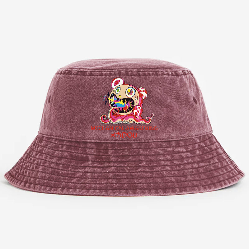 TM Sunflower Octopus Tokyo Japan Vintage 100% Cotton Bucket Hat