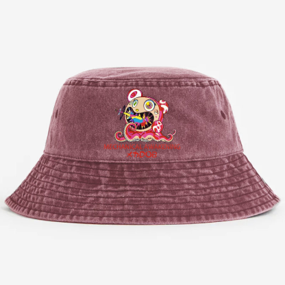 TM Sunflower Octopus Tokyo Japan Vintage 100% Cotton Bucket Hat