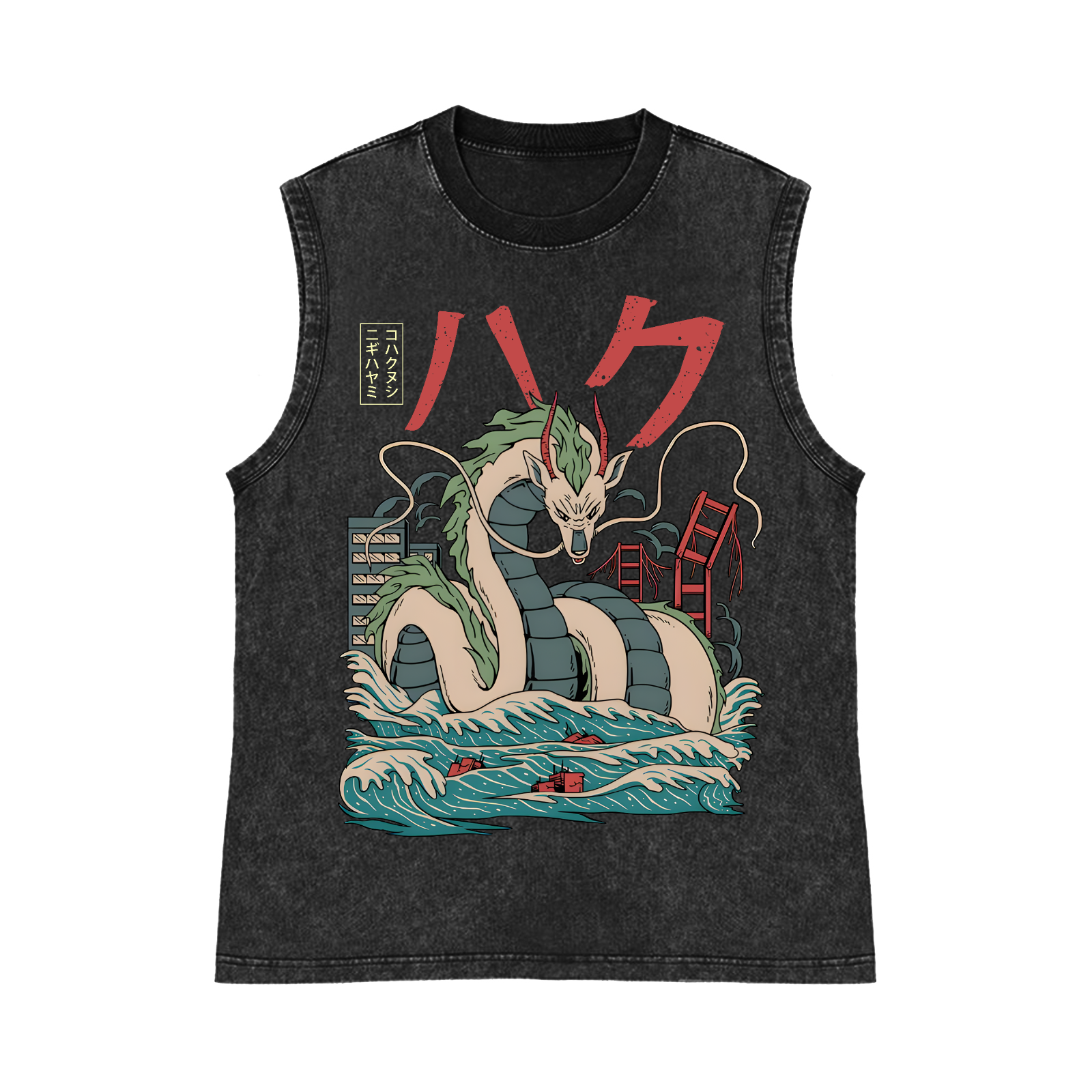 Ghibli Pure Cotton Wash-Dyed Sleeveless Tank Top