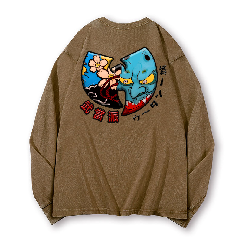 Wu Tang Clan Vintage Washed Cotton Back Art Long-sleeve T-shirt