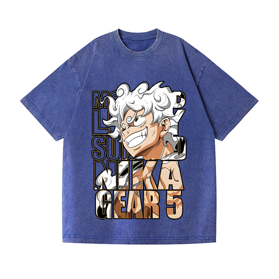 OP Luffy Gear 5 Vintage Wash Japanese Design T-Shirt