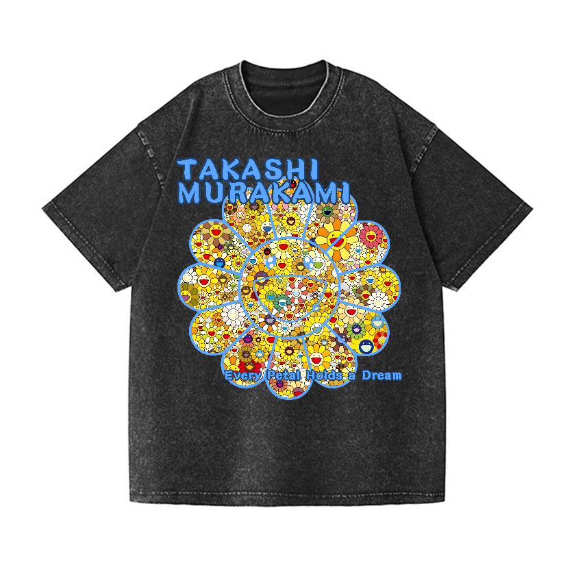 Flower TM Vintage Wash Japanese Design T-Shirt