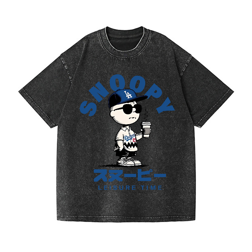 Dodgers Snoopy Vintage Wash Japanese Design T-Shirt