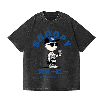 Dodgers Snoopy Vintage Wash Japanese Design T-Shirt