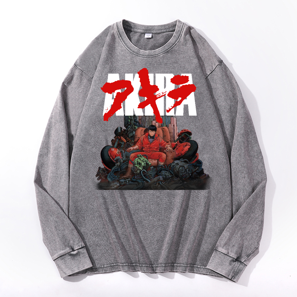 Akira Vintage Cotton Wash Crewneck Sweatshirt
