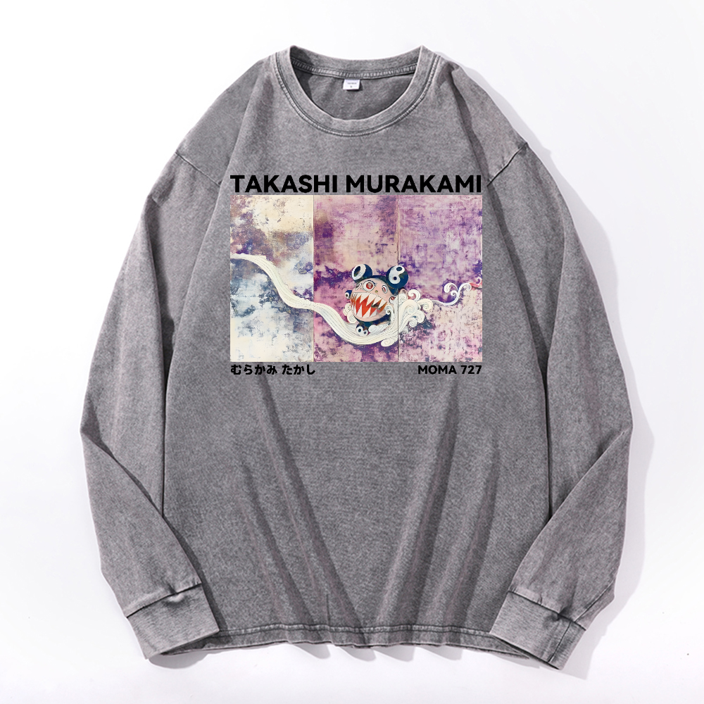 Japan Sunflower Panda TM Vintage Cotton Wash Long-sleeve T-shirt