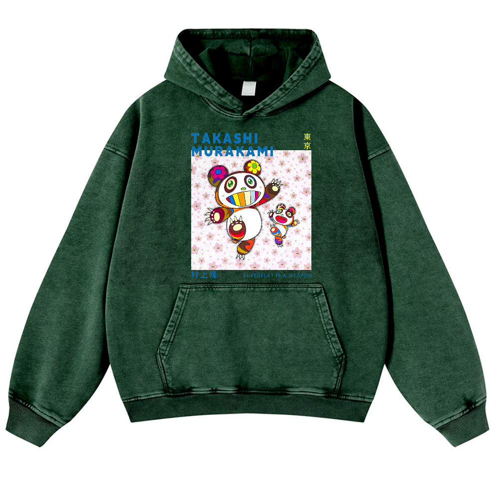 Panda TM Vintage Washed Thick Cotton Hoodie