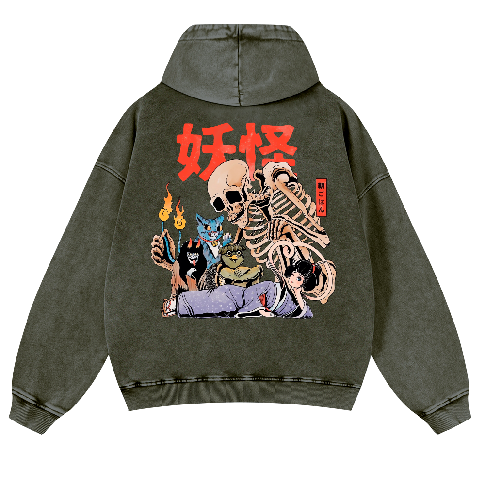 Gengar Vintage Washed Cotton Back Art Hoodie