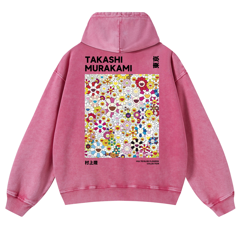 TM Flower Vintage Washed Cotton Back Art Hoodie