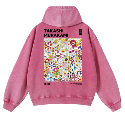 TM Flower Vintage Washed Cotton Back Art Hoodie