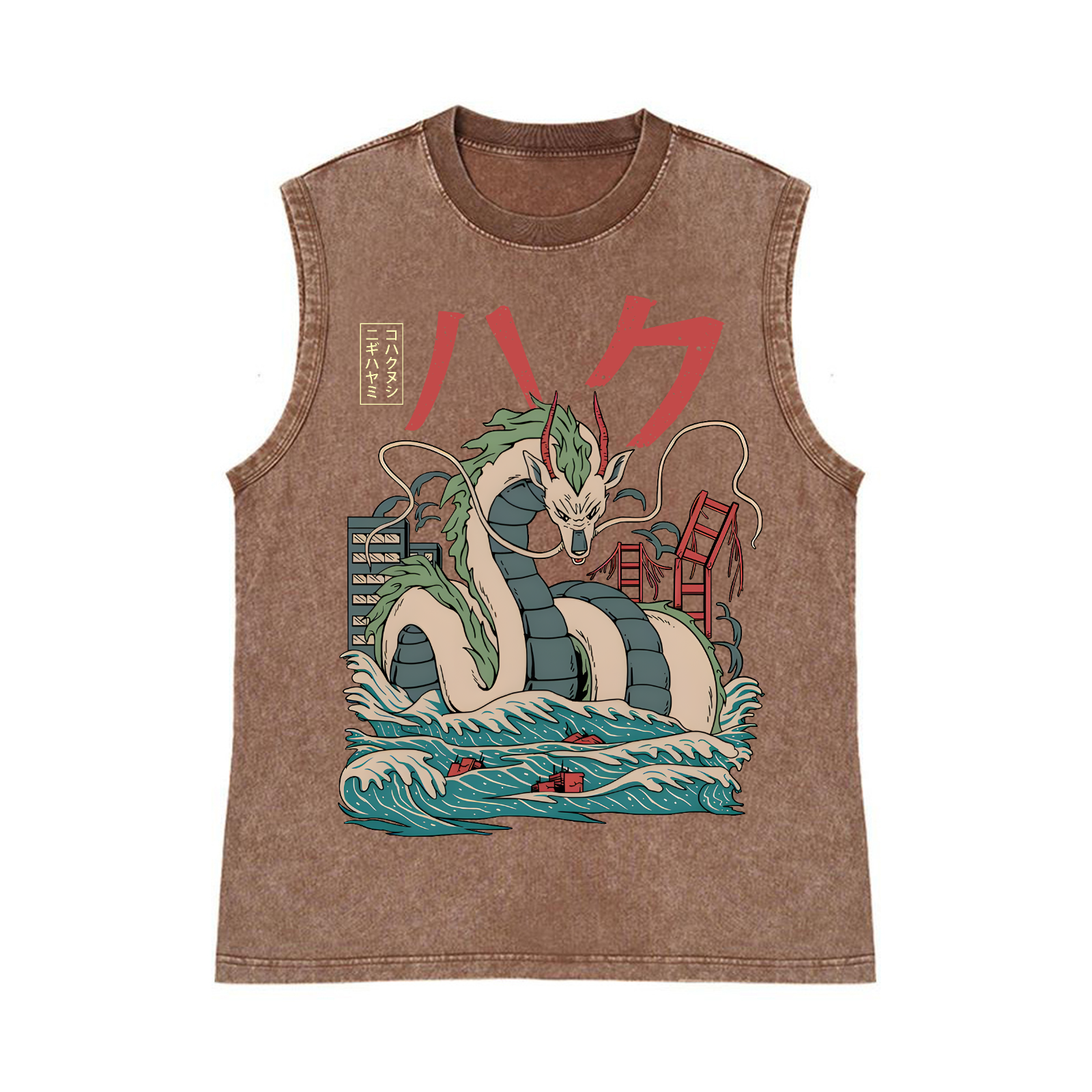 Ghibli Pure Cotton Wash-Dyed Sleeveless Tank Top