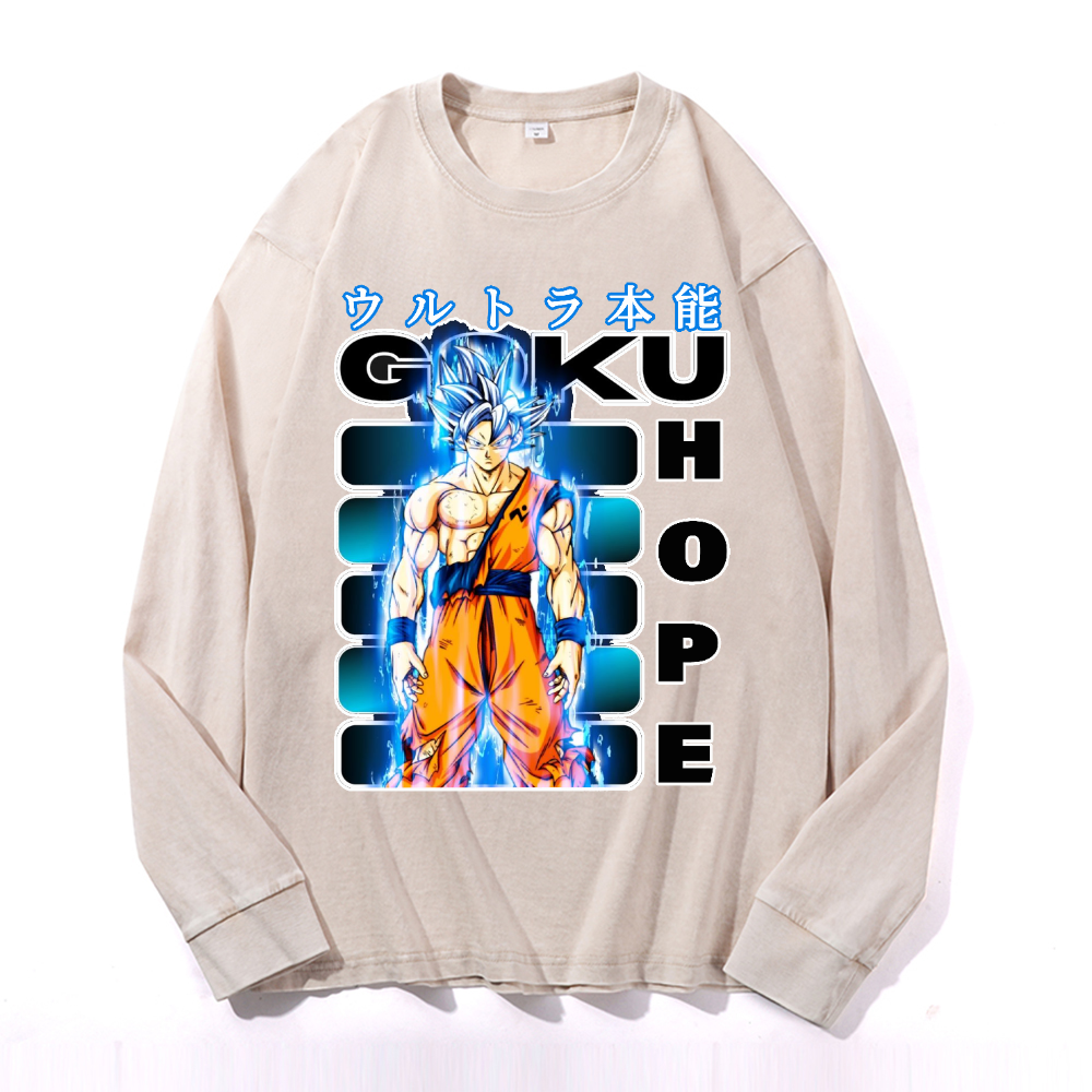 DB Goku Son Vintage Cotton Wash Long-sleeve T-shirt