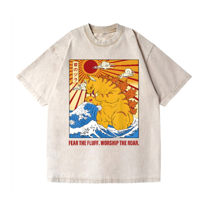 Catzilla Godzilla Vintage Wash Japanese Design T-Shirt