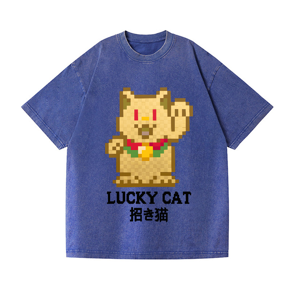 Lucky Cat Vintage Wash Japanese Design T-Shirt