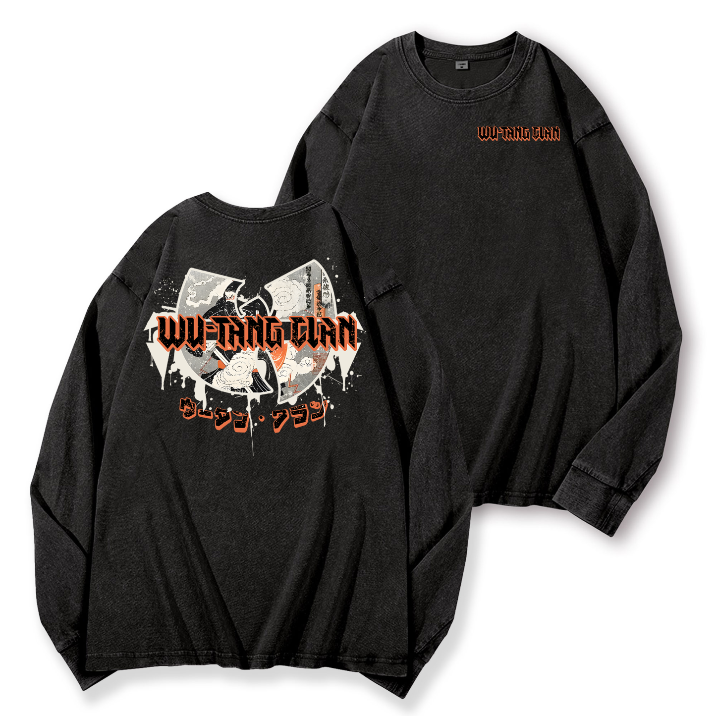 Wu Tang Clan Vintage Washed Cotton Back Art Long-sleeve T-shirt