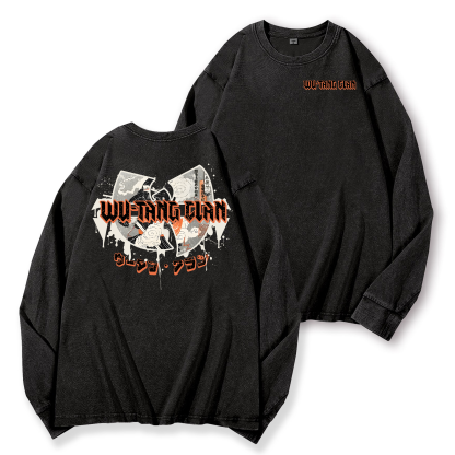 Wu Tang Clan Vintage Washed Cotton Back Art Long-sleeve T-shirt