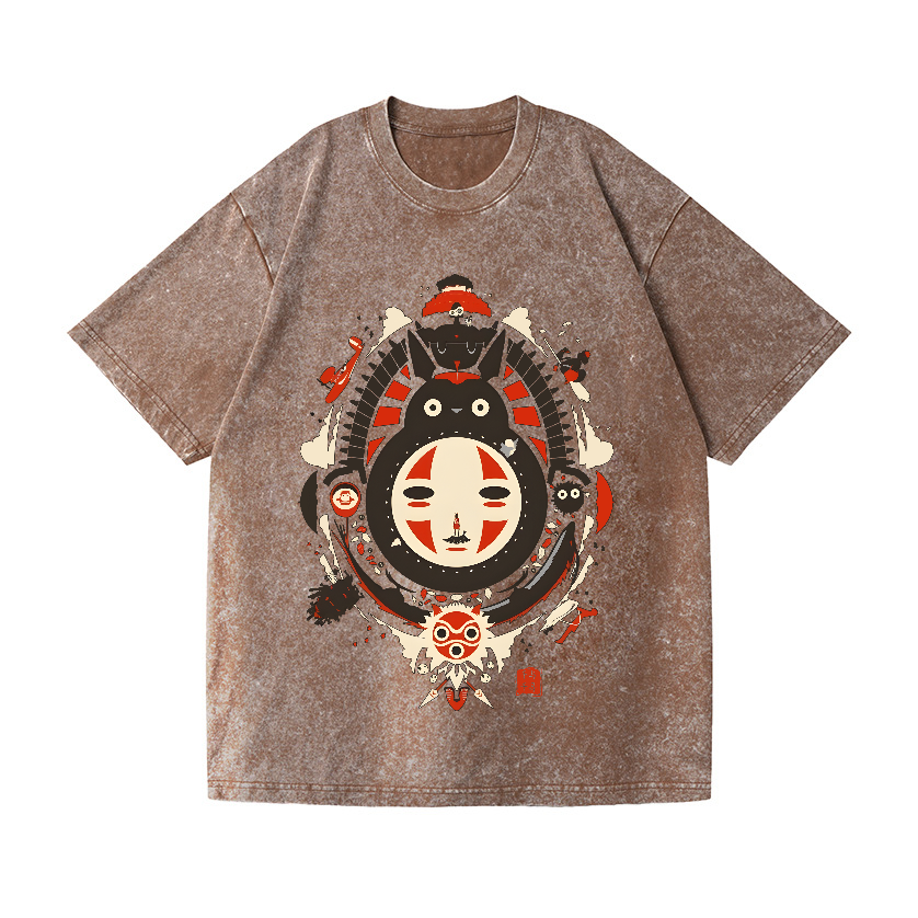 Ghibli Totoro No Face Kaonashi Vintage Wash Japanese Design T-Shirt