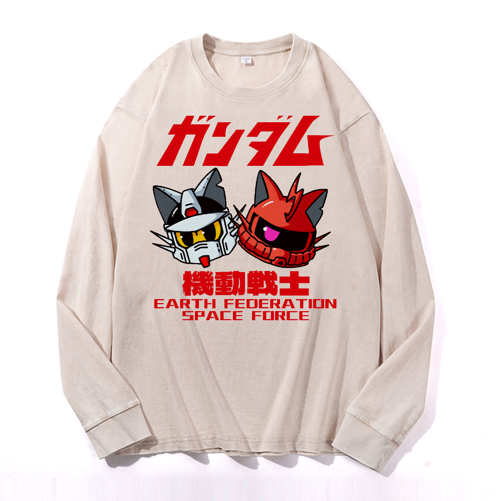 E.F.S.F. Cat MSG Vintage Cotton Wash Long-sleeve T-shirt
