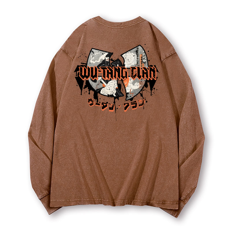 Wu Tang Clan Vintage Washed Cotton Back Art Long-sleeve T-shirt
