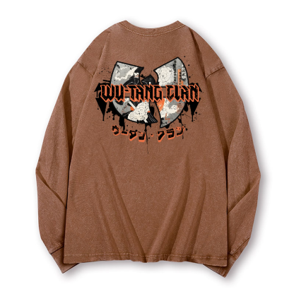 Wu Tang Clan Vintage Washed Cotton Back Art Long-sleeve T-shirt