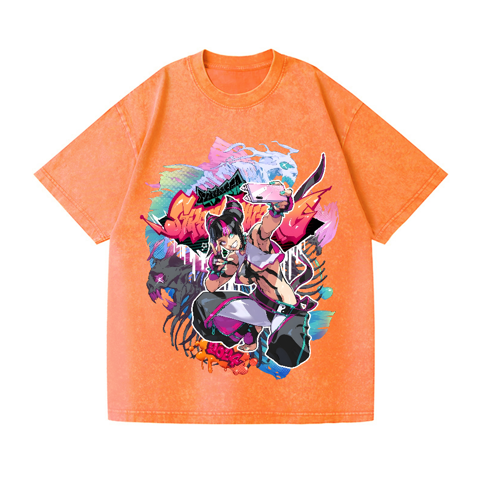 Street Fighter Juri Vintage Wash Japanese Design T-Shirt