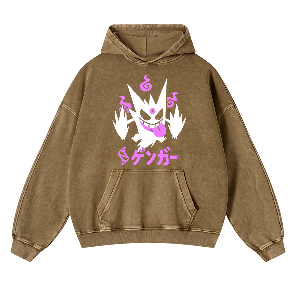 Gengar Vintage Washed Thick Cotton Hoodie