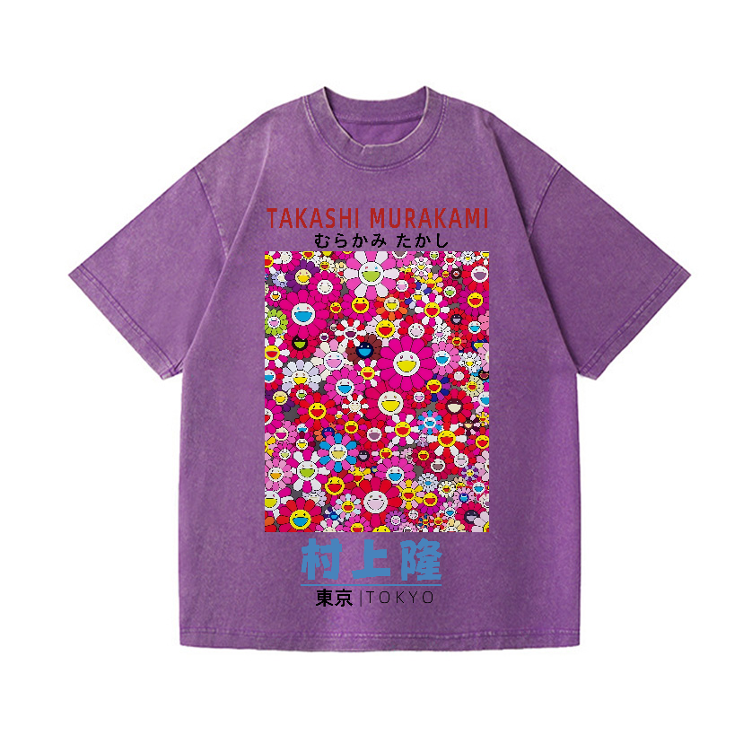 Takashi Murakami Sunflower Vintage Wash Japanese Design T-Shirt