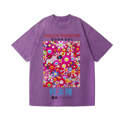 Takashi Murakami Sunflower Vintage Wash Japanese Design T-Shirt