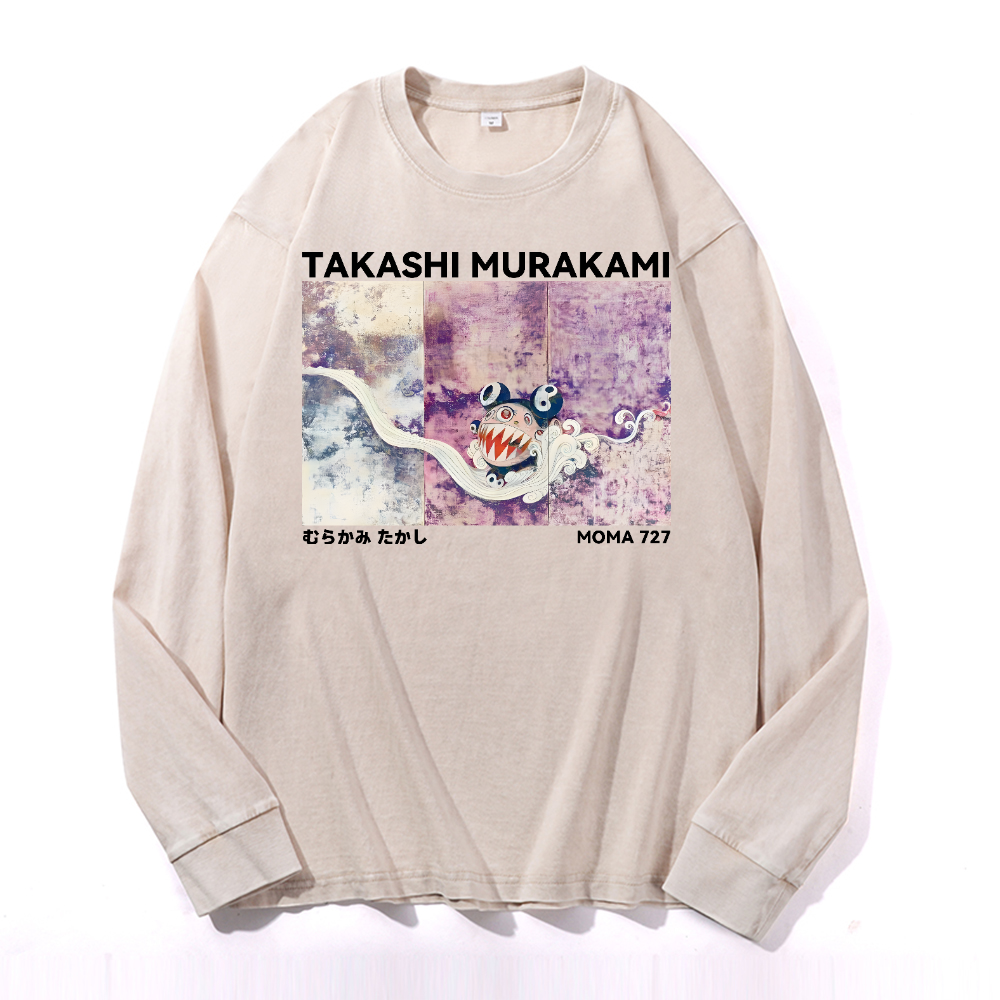 Japan Sunflower Panda TM Vintage Cotton Wash Long-sleeve T-shirt