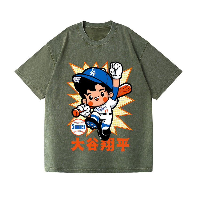 Dodgers Baseball Shohei Vintage Wash Japanese Design T-Shirt