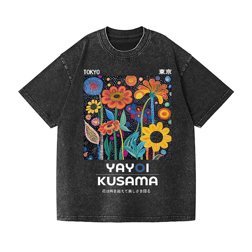 Yayoi Kusama Flower Vintage Wash Japanese Design T-Shirt