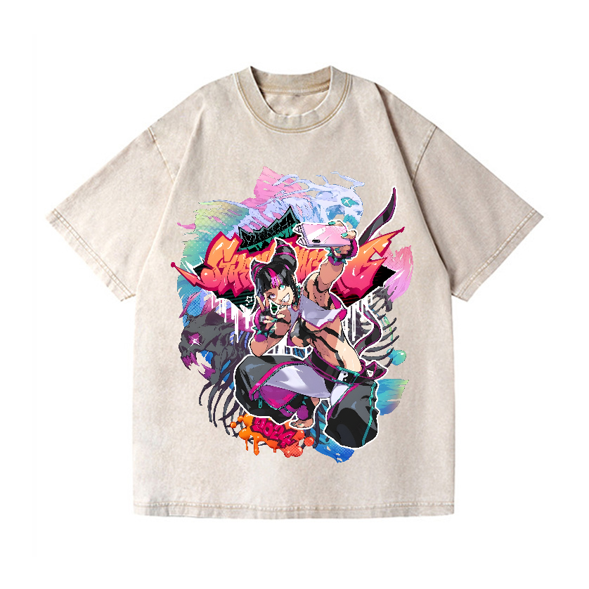 Street Fighter Juri Vintage Wash Japanese Design T-Shirt