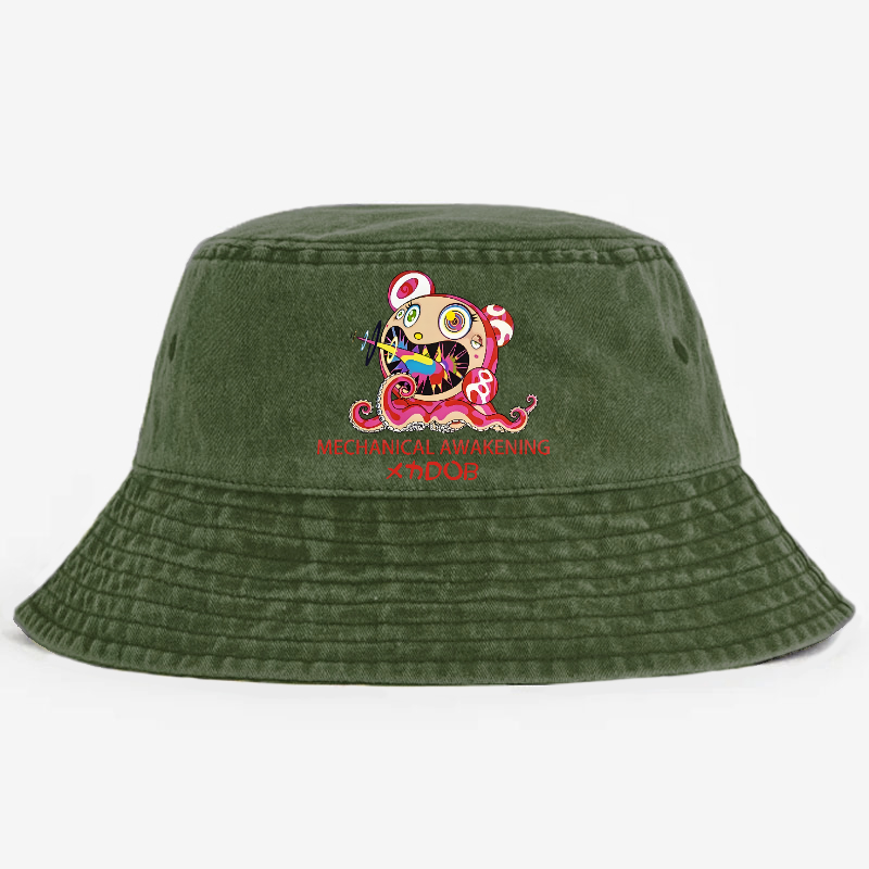 TM Sunflower Octopus Tokyo Japan Vintage 100% Cotton Bucket Hat