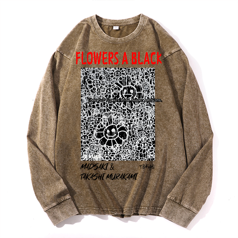Madsaki Sunflower TM Vintage Cotton Wash Crewneck Sweatshirt