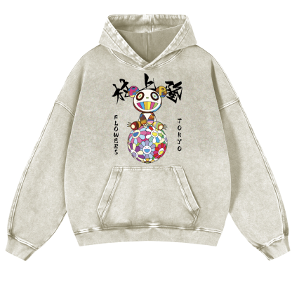 TM Sunflower Panda Vintage Washed Thick Cotton Hoodie