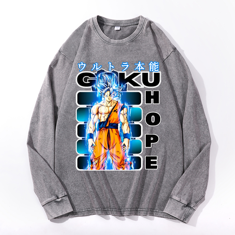 DB Goku Son Vintage Cotton Wash Long-sleeve T-shirt