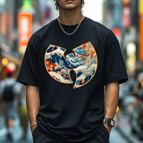 Wu-Tang Clan The Great Wave off Kanagawa Japanese Style Classic Tee