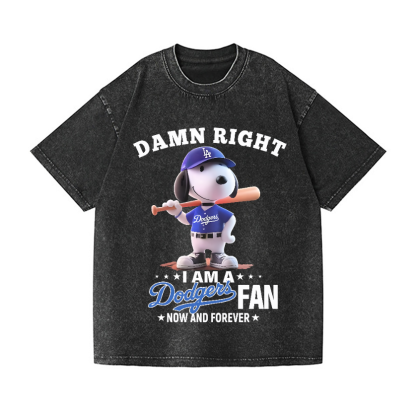 Dodgers Snoopy Baseball Vintage Wash Japanese Design T-Shirt